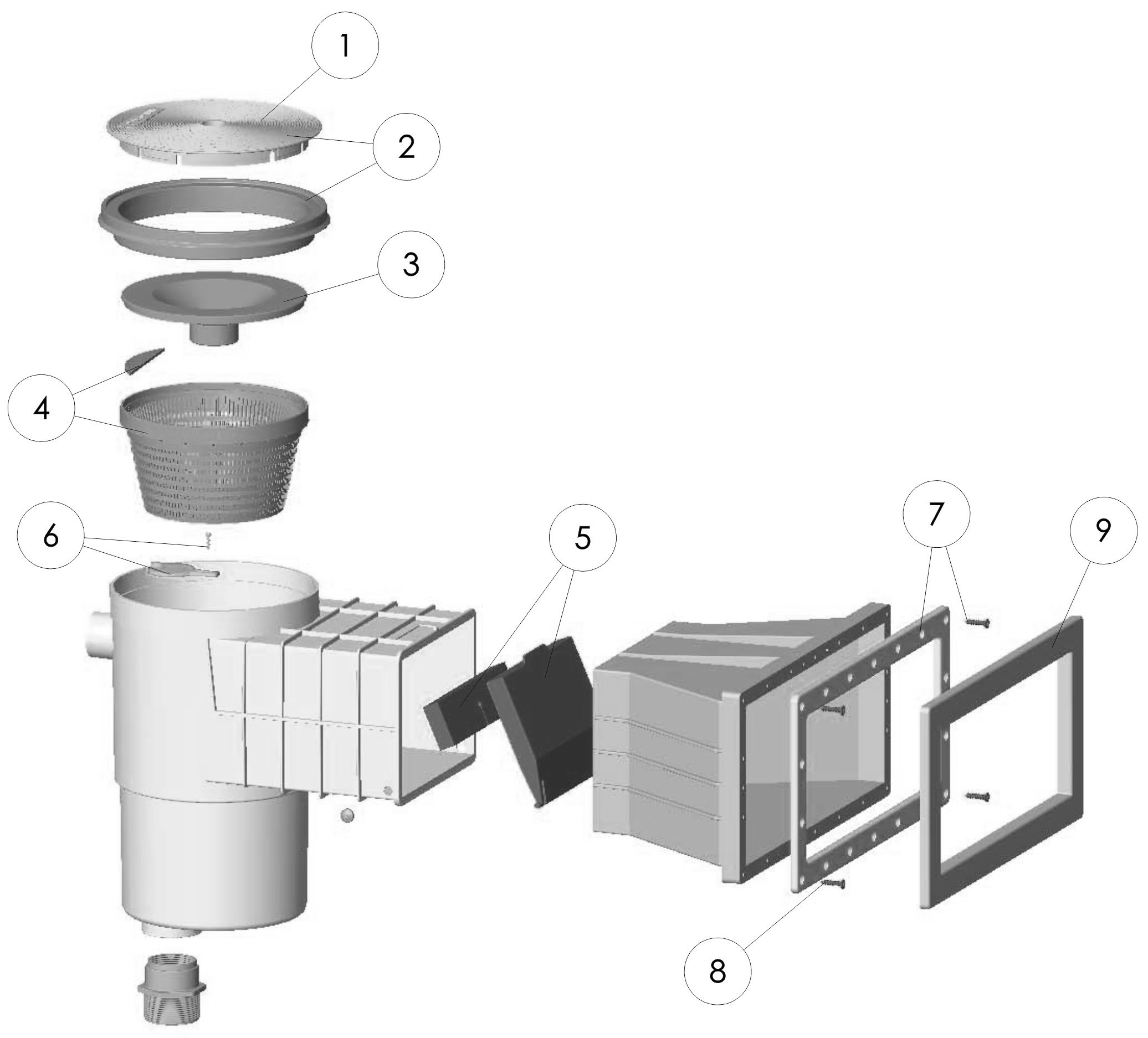 Pièces détachées pour Skimmer HYDROSWIM GM BETON couvercle rond