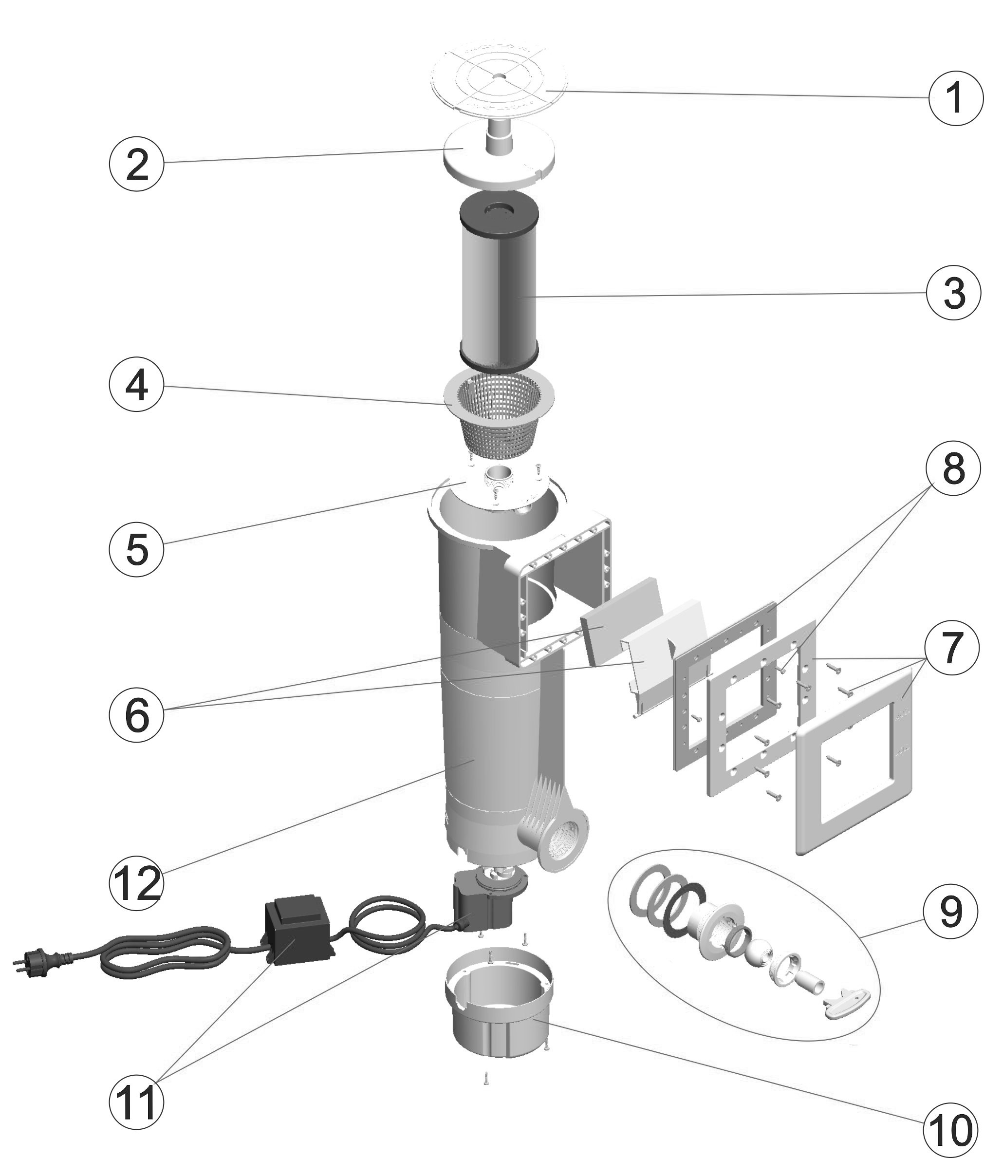 Pièces détachées pour Skimmer portatif 4000 L/h