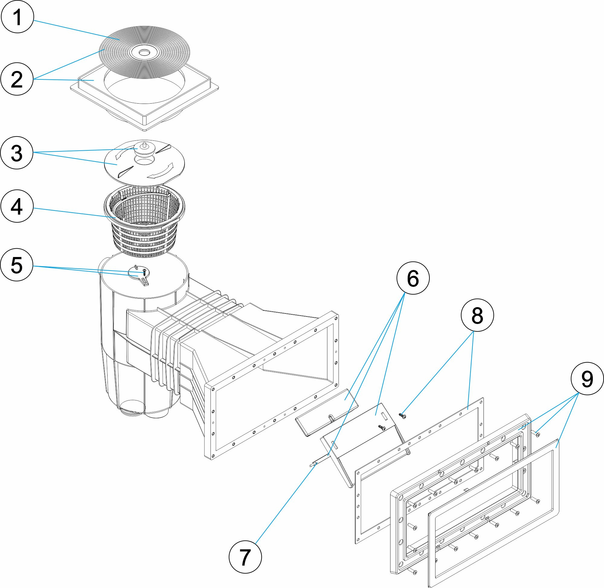 Pièces détachées pour Skimmer standard 15L grand meurtrière métrique LINER