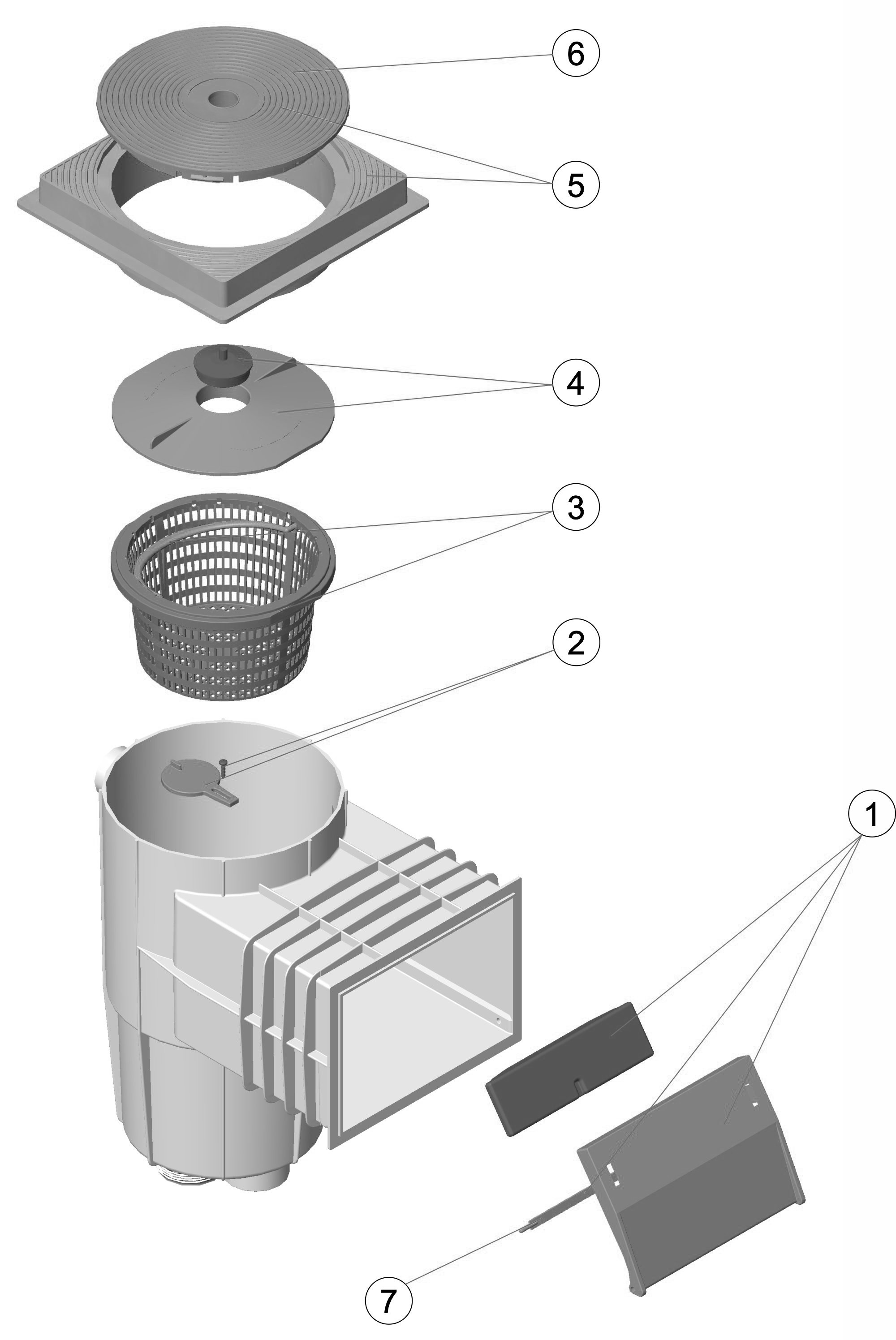 Pièces détachées pour Skimmer standard 15L petite meurtrière BETON