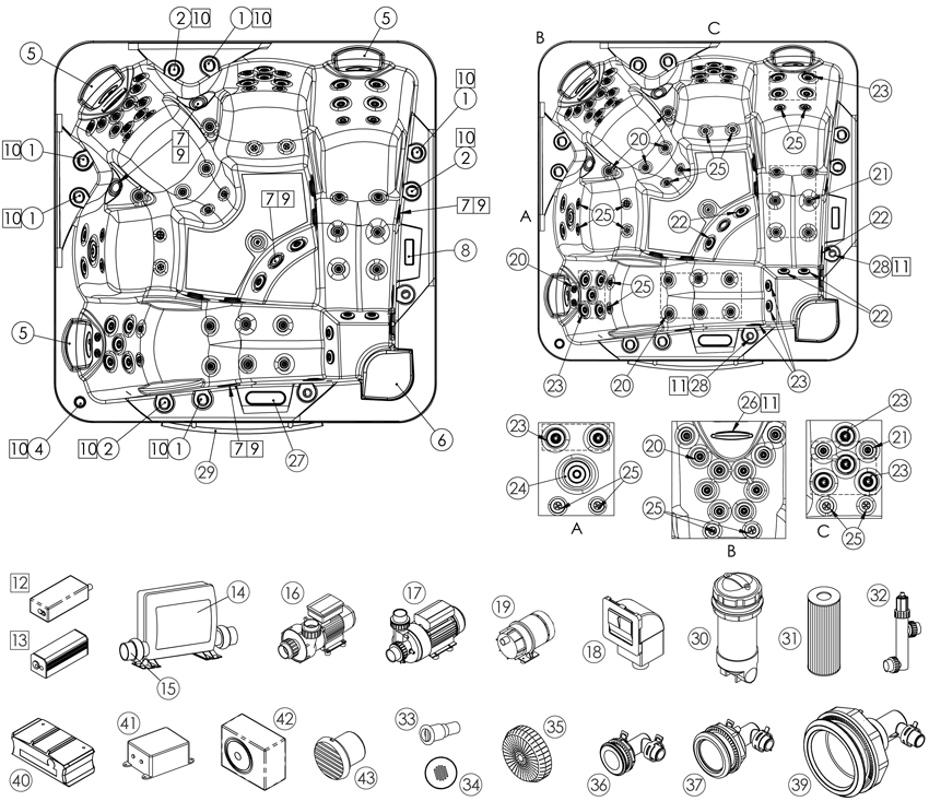 Pièces détachées pour Spa EVOLUTION 70
