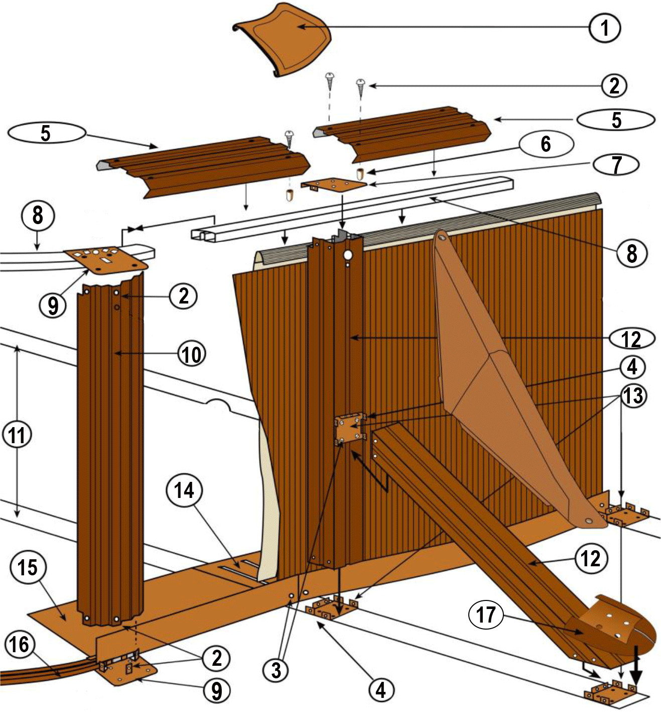 Pièces détachées pour Structure latérale piscine ovale imitation bois PACIFIC, SICILIA H.120