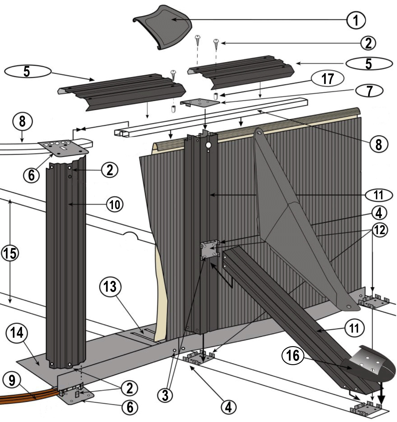 Pièces détachées pour Structure latérale piscine ovale imitation pierre IRAKLION H.120