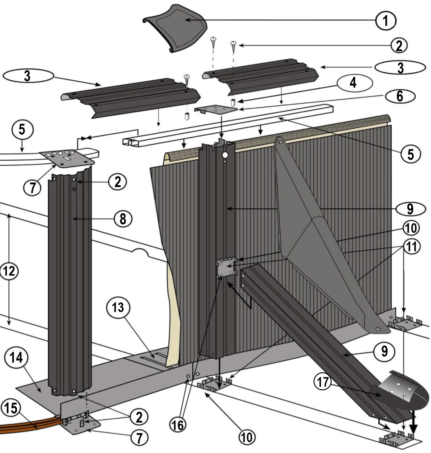 Pièces détachées pour Structure latérale piscine ovale RATTAN, BARBADOS H.120