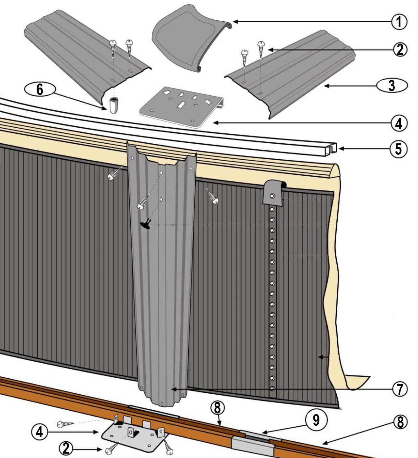 Pièces détachées pour Structure piscine ronde imitation pierre IRAKLION H.120