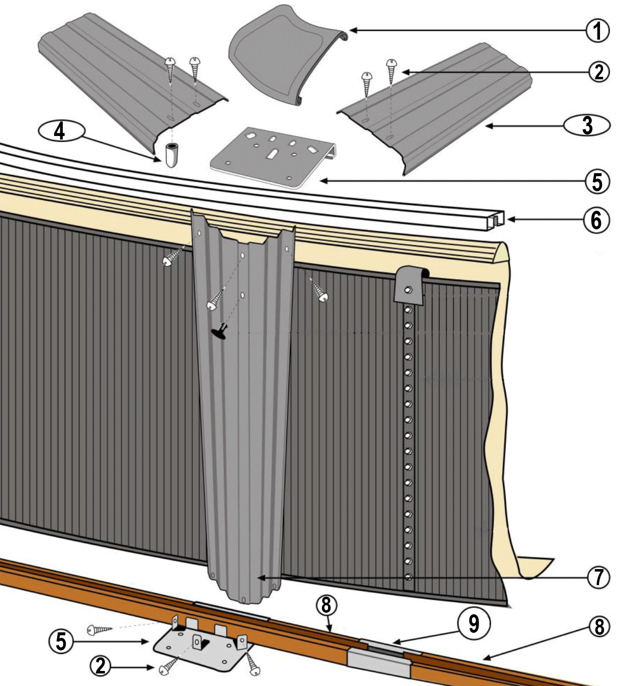 Pièces détachées pour Structure piscine ronde RATTAN, BARBADOS H.120
