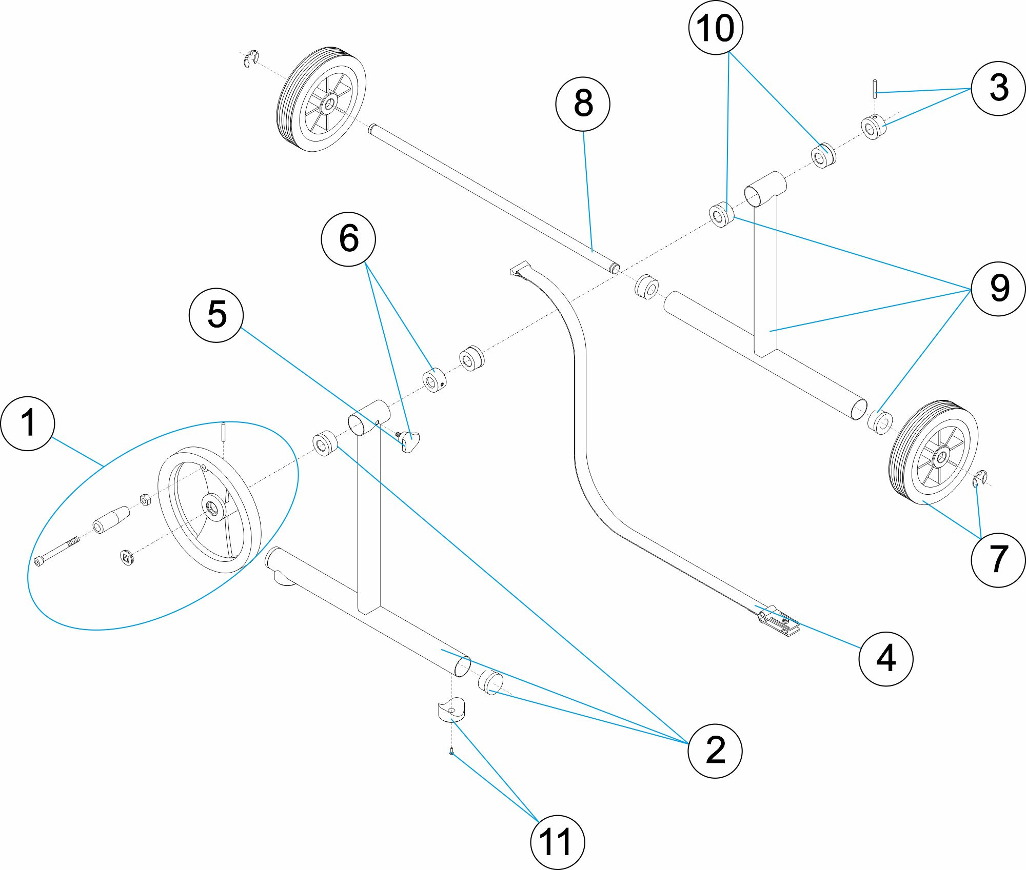 Pièces détachées pour Support enrouleur mobile sans roues