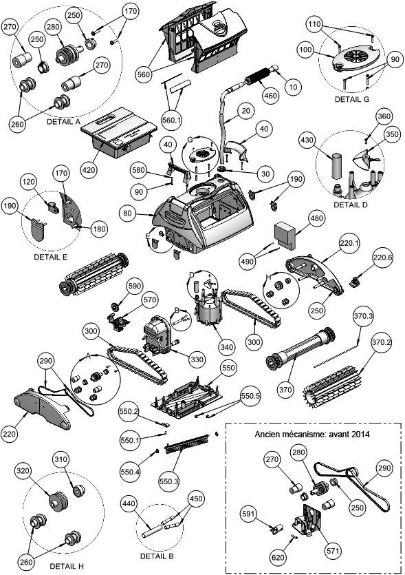 Pièces détachées pour Robot SURF TOP, RACER FUN TOP, CRYSTAL