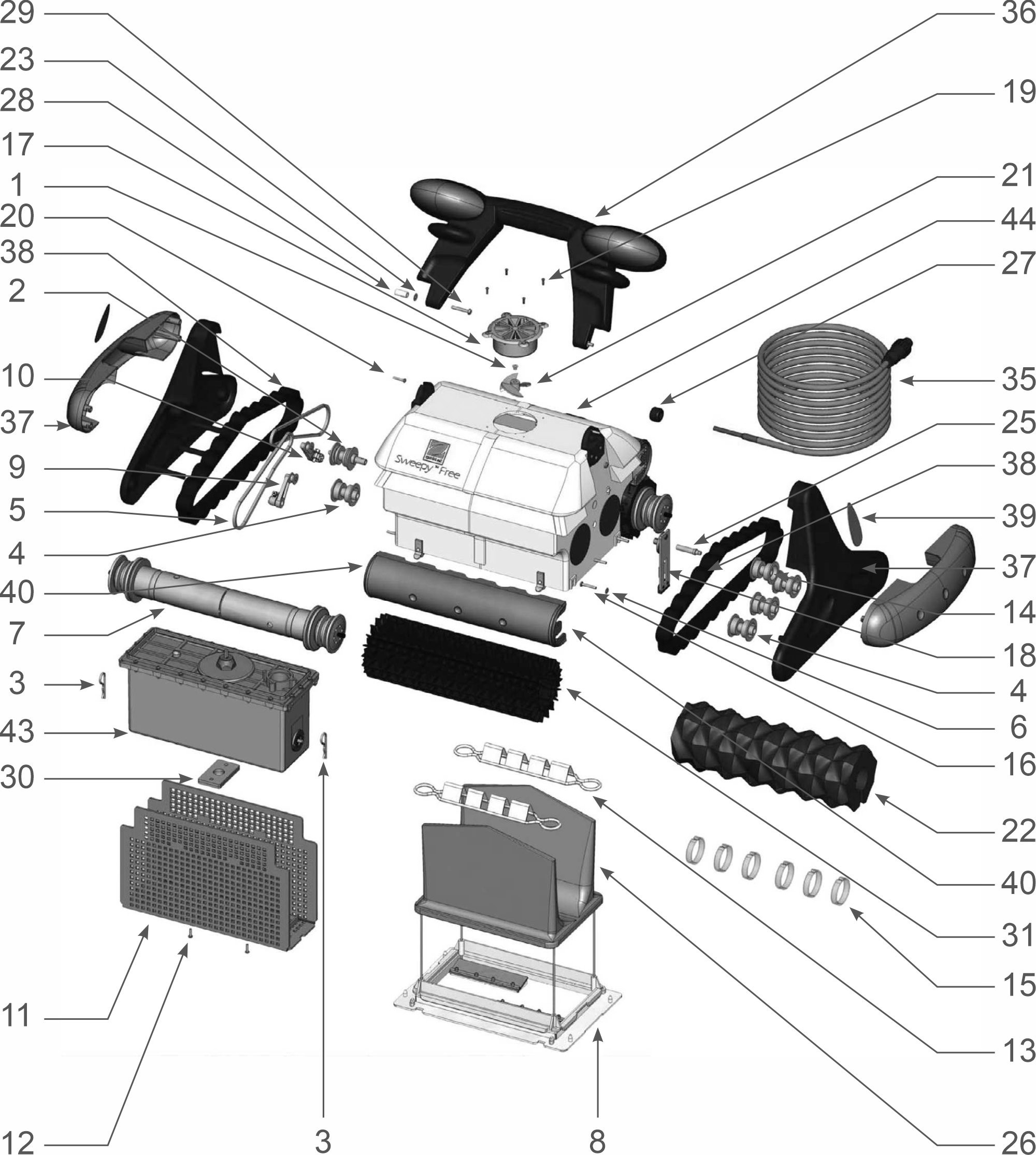 Pièces détachées pour Robot Zodiac Sweepy free