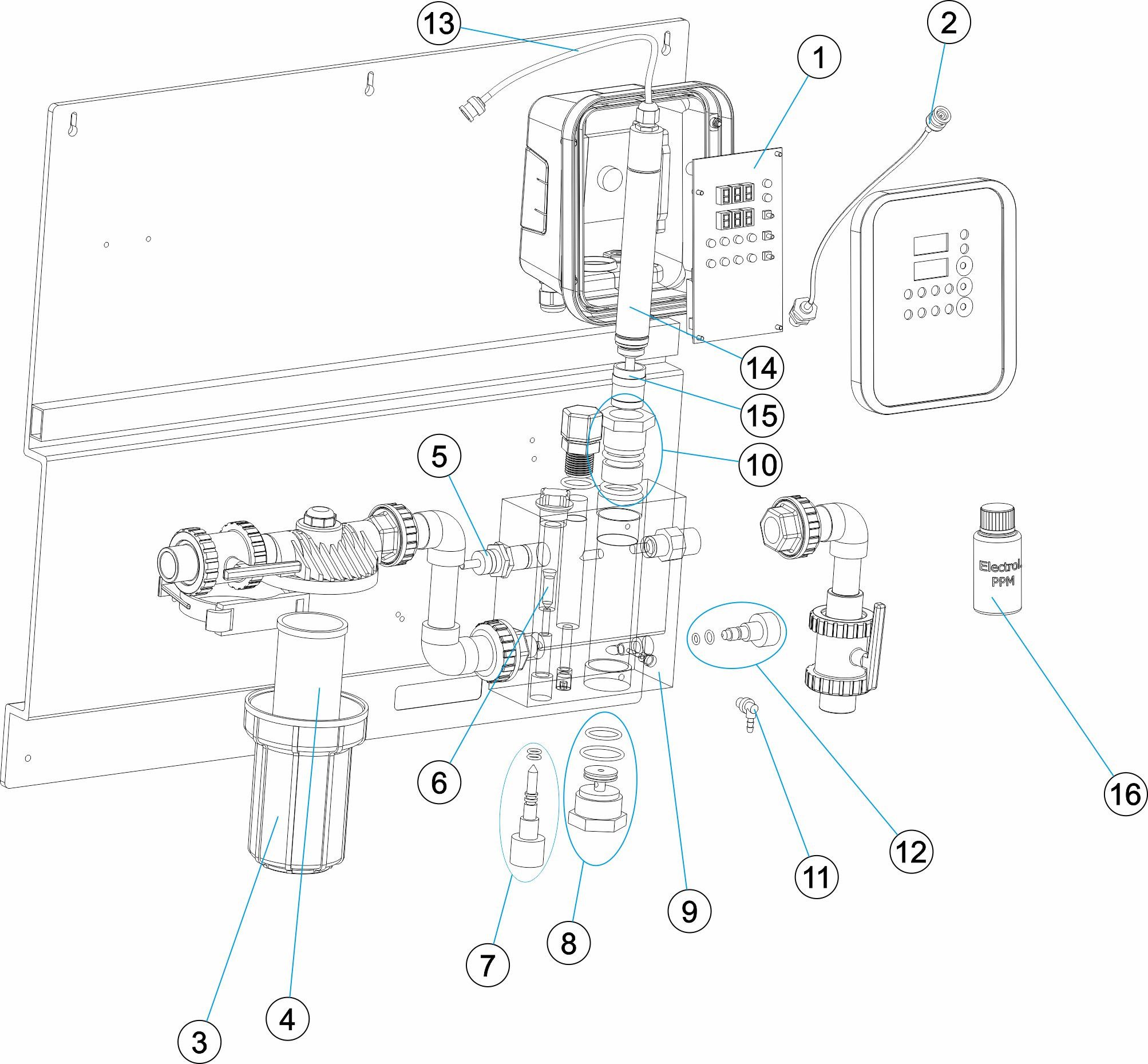 Pièces détachées pour Tableau de régulation AP PR-204 Chlore PPM