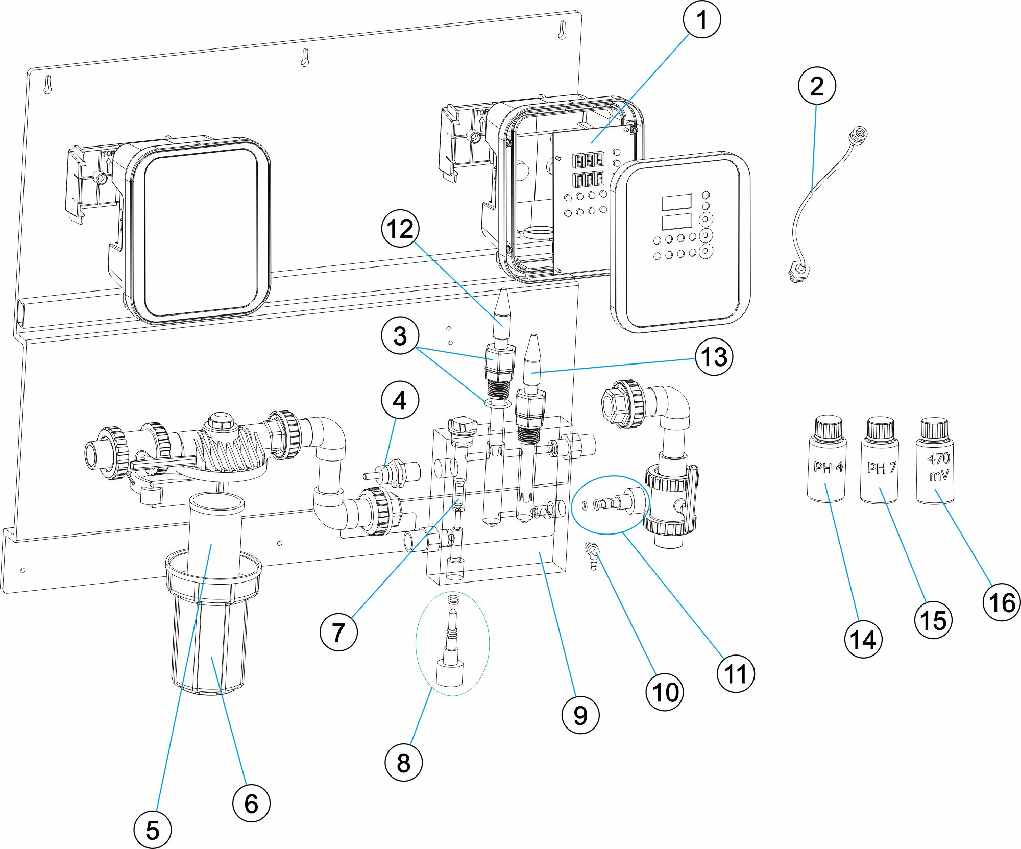 Pièces détachées pour Tableau de régulation AP PR-206 pH/ORP