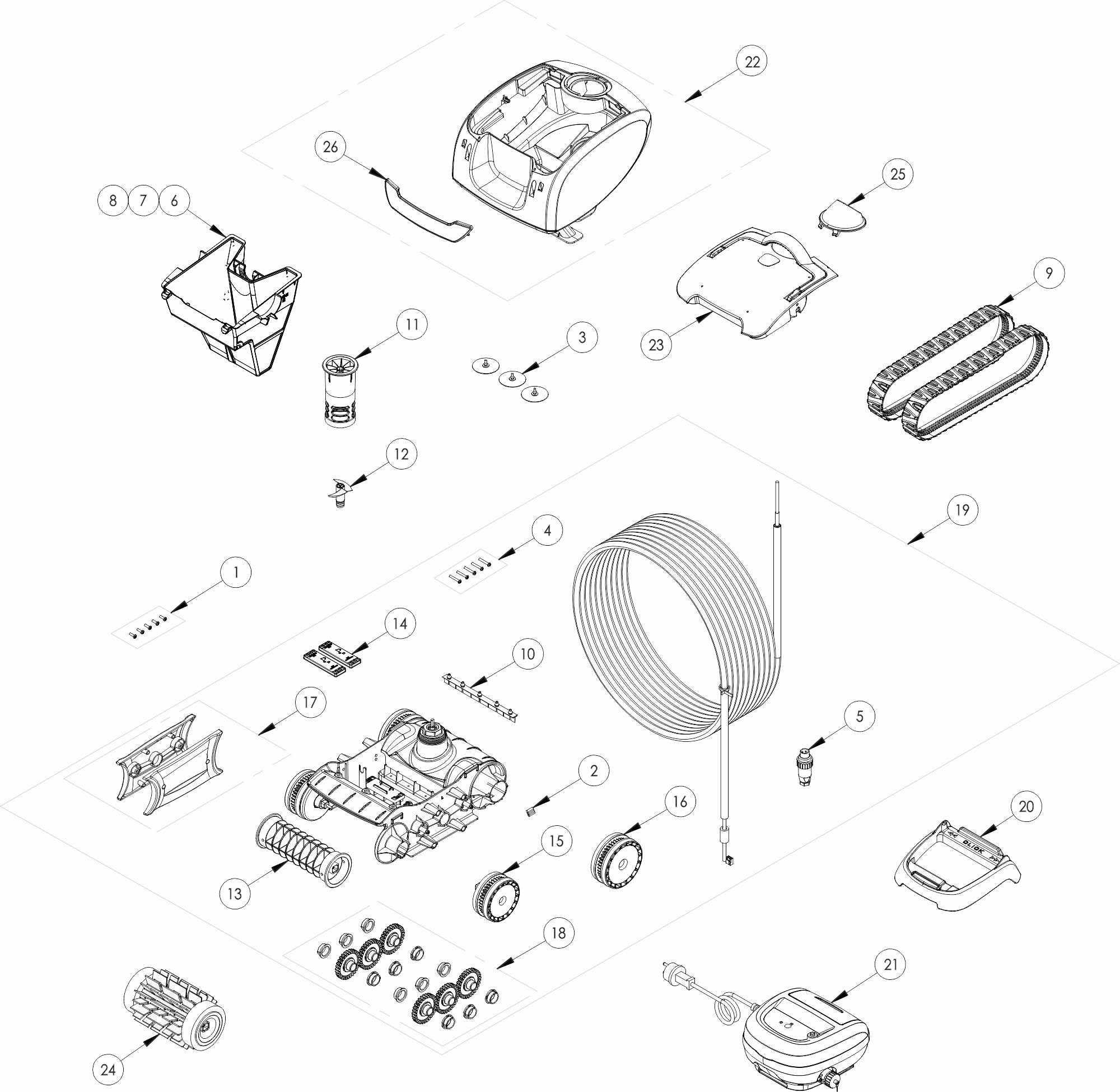 Pièces détachées pour Robot Zodiac Tornax type RG