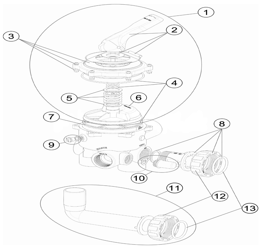 Pièces détachées pour Vanne SIDE 1"1/2 avec liaisons