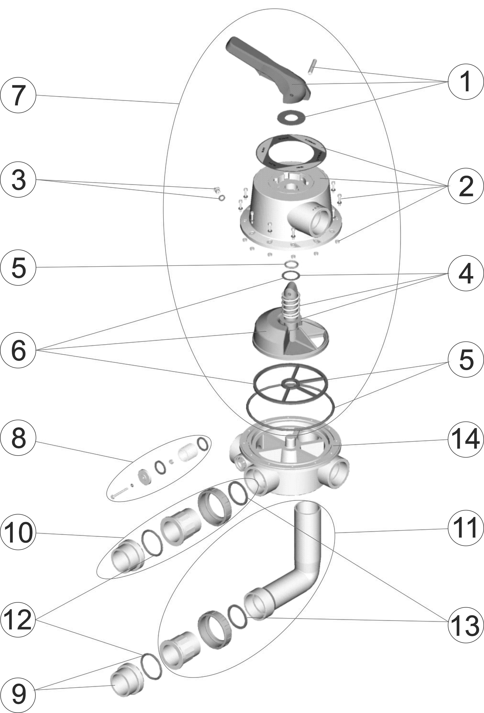 Pièces détachées pour Vanne SIDE 2 1/2" avec liaisons