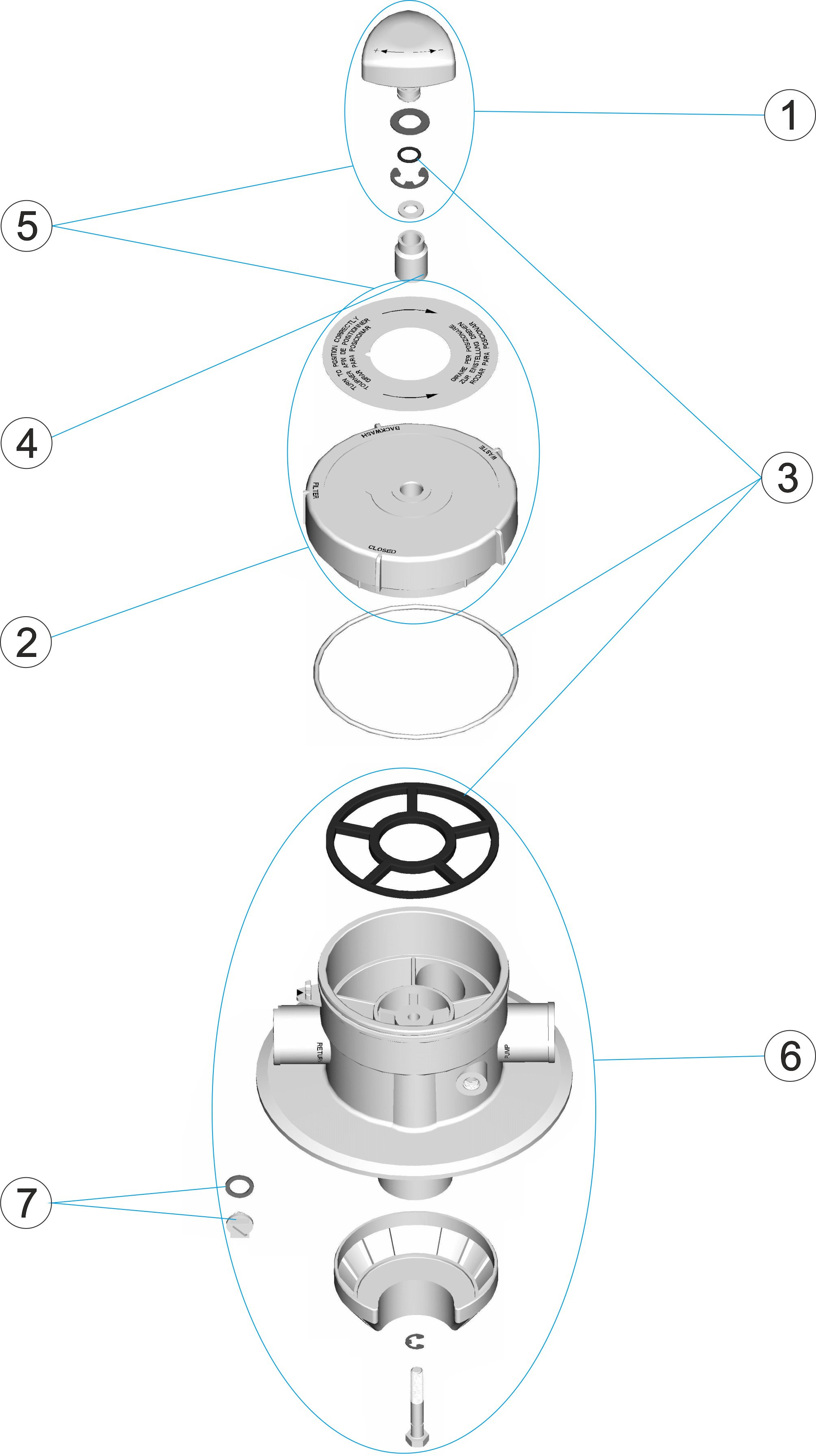 Pièces détachées pour Vanne TOP 1 1/4" 3 voies