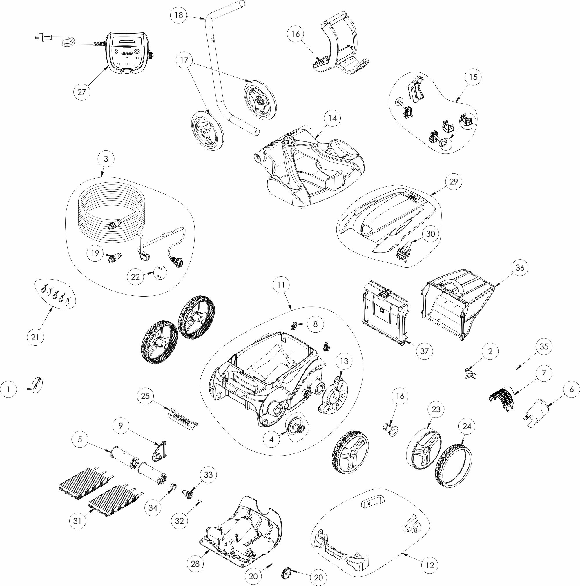 Pièces détachées pour Robot Zodiac Vortex type JD