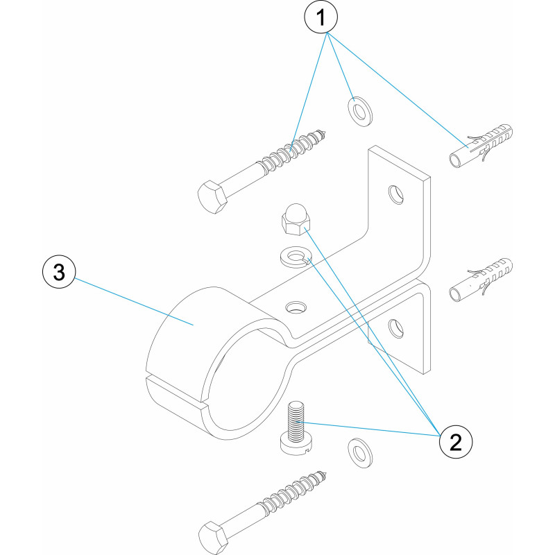 Pièces détachées pour Support de main courante Astral 25342 Ø43 inox 316L - piscine béton