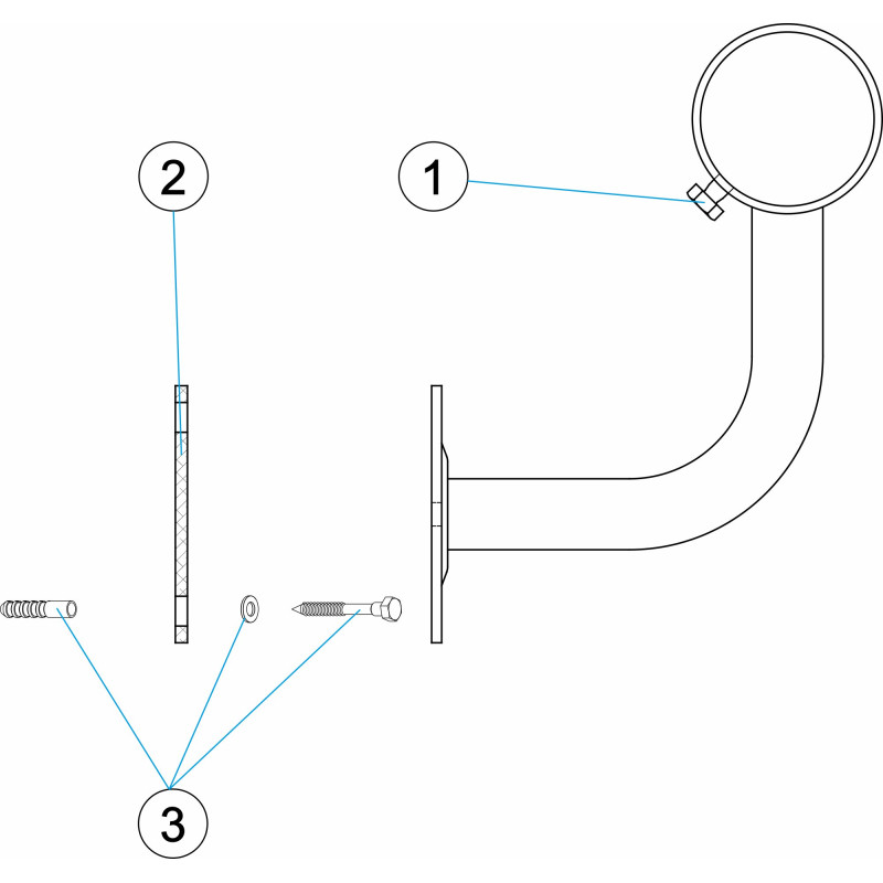 Pièces détachées pour Support coudé 90° Astral inox pour main courante - tube Ø43