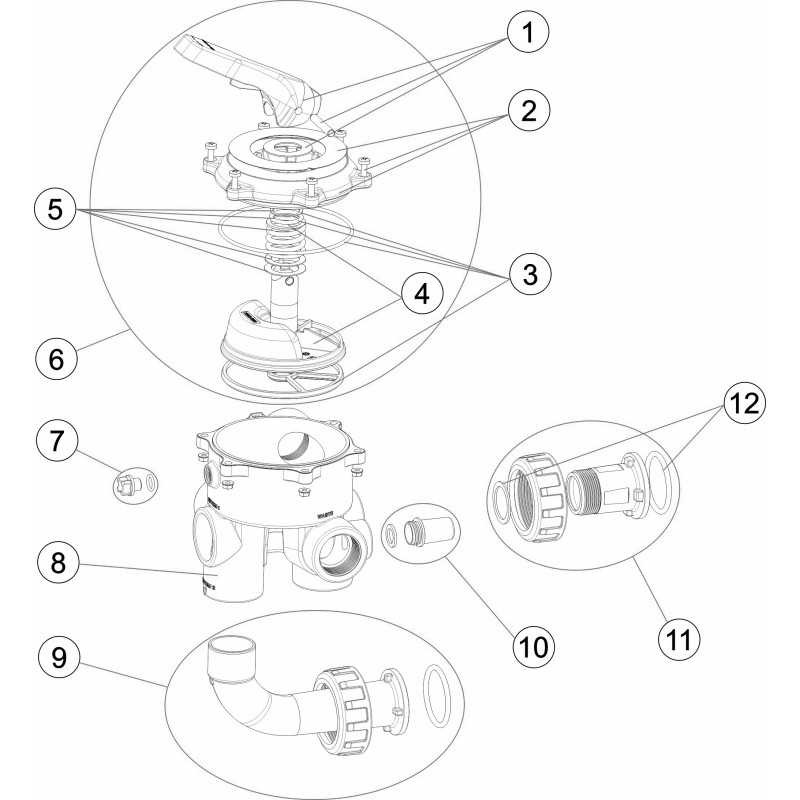 Pièces détachées pour Vanne noire SIDE CLASSIC PLUS 1 1/2" avec liaisons