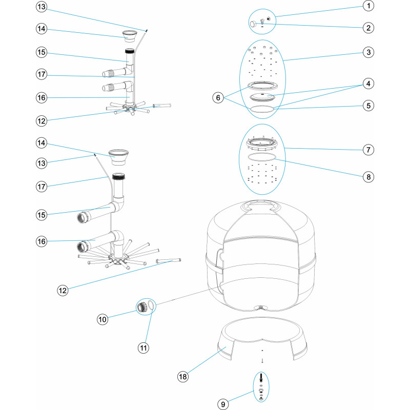 Pièces détachées filtre à sable POLY REVA SIDE