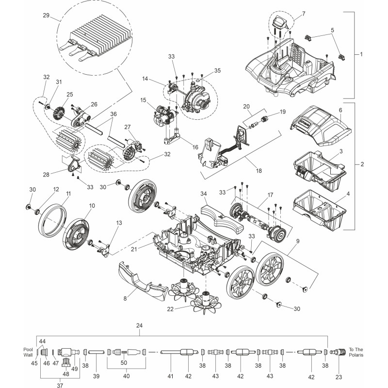 Pièces détachées robot de piscine POLARIS QUATTRO P40