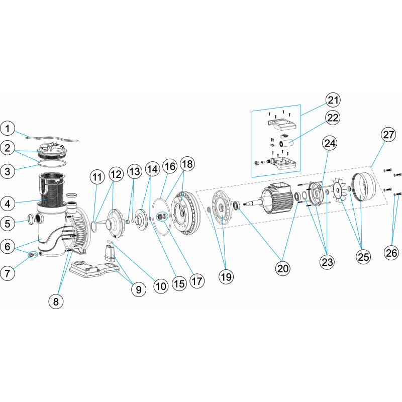 Pièces détachées pompe piscine PRO LINE (APF - ASTRAL)