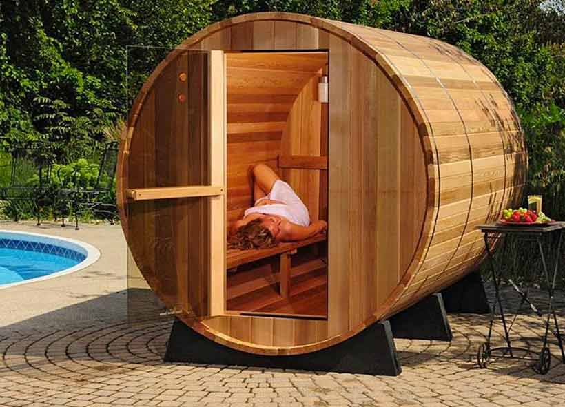 Sauna barrel en cèdre LEWISBURG pour 8 personnes Sauna barrel en cèdre LEWISBURG pour 8 personnes