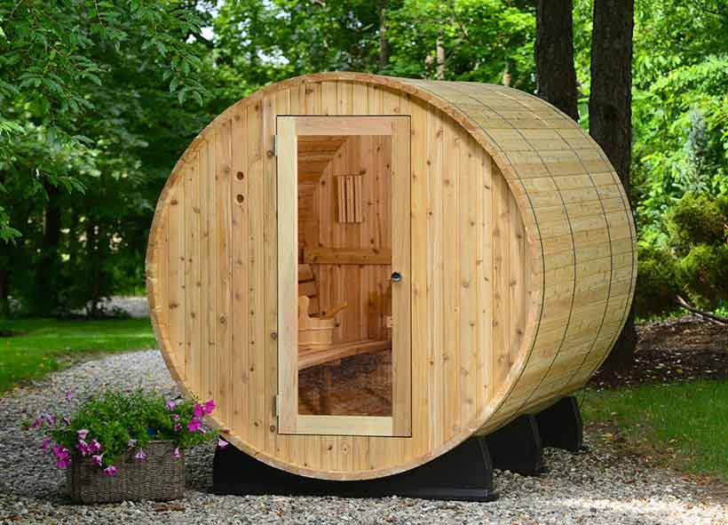 Sauna barrel en cèdre PRINCETON pour 6 personnes Sauna barrel en cèdre PRINCETON pour 6 personnes