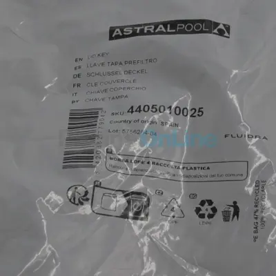 Clé de couvercle pour pompes Astral Niagara, America, New Mini Pump (4405010025)