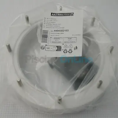 Ensemble bride de couvercle blanc + joint + écrou pour filtres ASTRAL Laminé / Florida (4404302103)