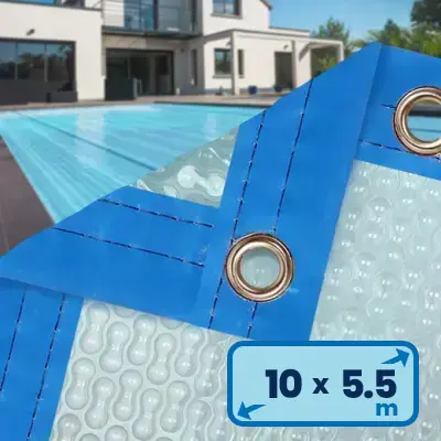 Bâche à bulles 10x5,5 translucide ultra chauffante