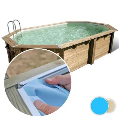 Liner piscine bois UBBINK Azura 750x400 - 4m x 7,5m x 1,3m 75/100ème bleu