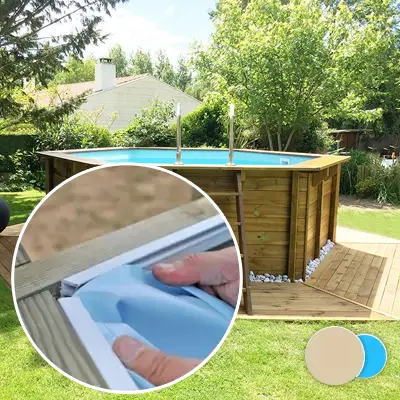 Liner piscine bois SUNBAY Vanille 400 - 4m x 1,19m x m 75/100ème beige