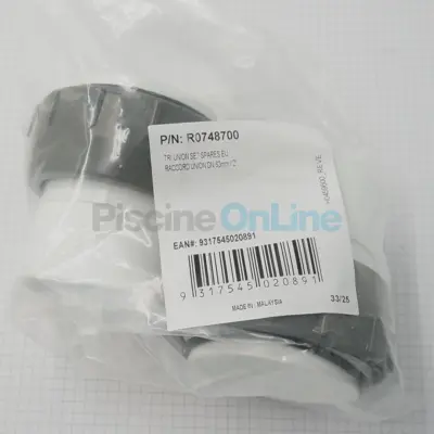 raccords union (x2) pour cellule électrode DN63 mm / 2" - électrolyseurs Zodiac (R0748700)