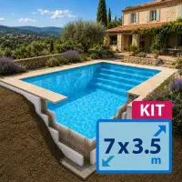 Kit piscine béton TRADIPOOL 7 x 3,5 m avec blocs polystyrène