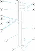 Pièces détachées pour Douche 3 pommeaux et 3 robinets tube Ø 85