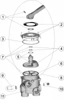 Pièces détachées pour Vanne multivoies ASTRAL SIDE noire 1 1/2" Ø50 réf : 06595