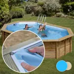 Liner piscine bois SUNBAY Cannelle 2 - 5,35m x 3,35m x 1,19m 75/100ème bleu pâle