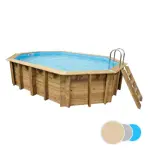 Piscine bois ovale Océa 355x550 - H120cm - Liner Beige 75/100ème