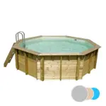 Piscine bois ronde Océa 430 - H120cm - Liner Gris