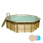 Piscine bois ronde Océa 430 - H120cm - Liner Beige