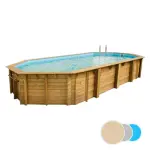 Piscine bois ovale Océa UBBINK 470X860 - H130cm - Liner Beige 75/100ème
