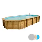 Piscine bois ovale Océa UBBINK 470X860 - H130cm - Liner Gris 75/100ème