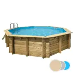 Piscine bois ronde Océa 510 - H120cm - Liner Beige
