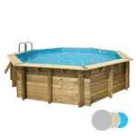 Piscine bois ronde UBBINK Océa 510 - H120cm - Liner Gris